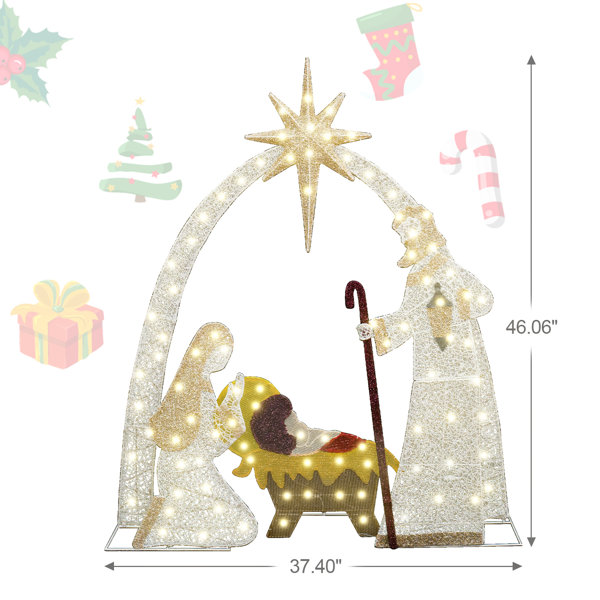 The Holiday Aisle® 3.83 Ft Christmas Nativity Scene Yard Decoration